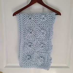 Crochet Granny Square Blanket Baby Blue Handmade Floral